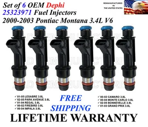 Set Of 6 OEM Delphi Fuel Injectors For 2000-2001-2002-2003 Pontiac Montana 3.4L - Picture 1 of 1