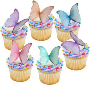 48 piezas mariposas comestibles para decoración de pasteles papel oblea mariposa cupcake toppe - Imagen 1 de 12