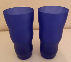 2 blaue Gläser in Wellenform, neuwertig, Höhe ca. 14,5 cm - Bild 1 von 6
