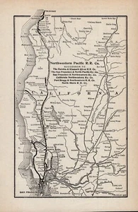 Mapa ferroviario antiguo del Pacífico noroeste 1910 mapa ferroviario vintage 2389 - Imagen 1 de 3