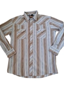 Maxini Premium Western Shirt Men's XL Blue Striped Long Sleeve Rhinestone Button - Picture 1 of 8