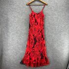 Lord & Taylor Dress Women S Small Red Floral Maxi Long Round Neck Sleeveless