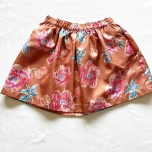 Girls Floral Print Skirt Elastic Waist Gymboree Satin Finish Lined Size 5-6 Brow - Picture 1 of 6