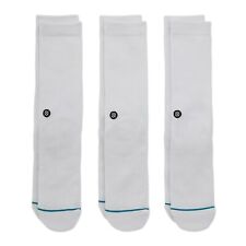 STANCE ICON 3 PACK SOCKS.NEW MENS WHITE ARCH CUSHIONED SIZE UK 6 - 16  CALF S23