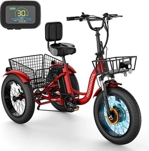 MOONCOOL 20 x 4 in Fat Tire Electric Tricycle Trike 500W Folding Trike 1/7 Speed - Picture 1 of 113