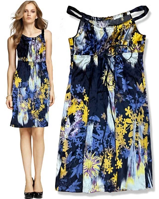 Elie Tahari Jada Spring Navy Silk Jersey Sleeveless Dress 14 $348 - Image 1 of 4
