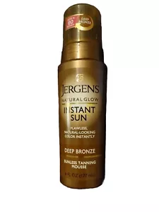 NEW Jergens Natural Glow INSTANT SUN Sunless Tanning Mousse DEEP BRONZE 6 oz - Picture 1 of 5