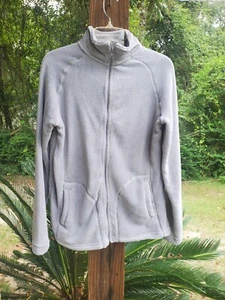 bobbie brooks Gray Fleece Jacket Size L Front Zip Long Sleeves Mock Neck - Picture 1 of 4