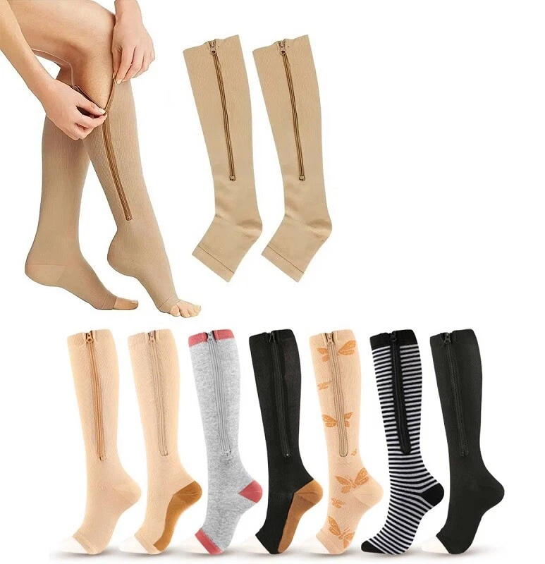 Kompressionsstrümpfe Stützstrümpfe Mit Reißverschluss Kniesocken Thrombose Sox - Bild 1 von 4