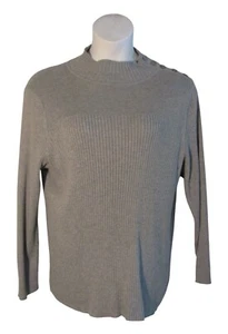 Talbots 3X Gray Ribbed Sweater Button Detail - Picture 1 of 3