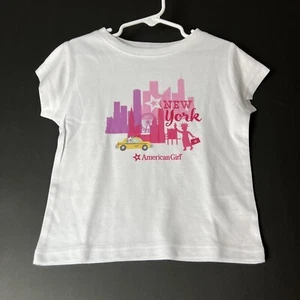 American Girl XS (6) New York Soft Thick Tshirt White With Pink City Skyline New - Picture 1 of 3