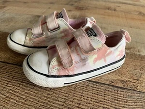 Converse All Star Toddler Girls Size 9 Hook & Loop Closure Used Tropical Palm - Picture 1 of 10