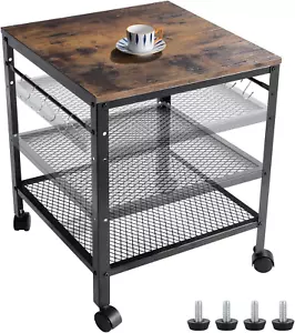 Rustic End Table, 2-Tier Side Table with Adjustable Height Shelf, 19.7" X 19.7" - Picture 1 of 7