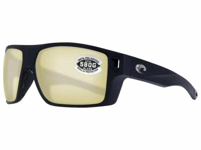 Costa Del Mar Diego Men's Sunglasses - Matte Black Frames with Sunrise Silver Mirror Polarized Glass Lenses