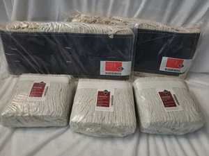 Lot 5 Commercial Mop Tough Guy Cotton String Mop Replacement Heads & 48" Dust - Picture 1 of 6