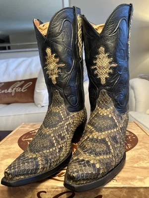 Black Jack Men's Handmade Exotic Eastern Diamondback Rattle Snake Snip Toe 10EE! - Image 1 of 4