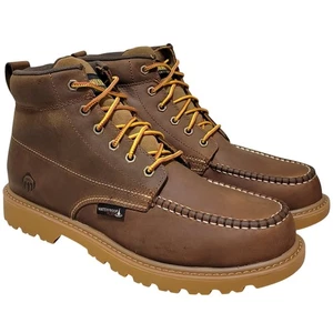 Wolverine Hombres Floorhand Moc Puntera 6" Impermeable Botas de Trabajo Talla EE. UU. 11M Cuero Tostado - Imagen 1 de 5