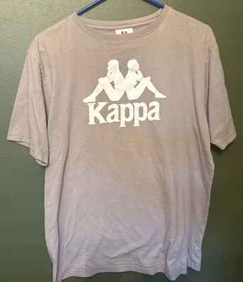 Camiseta Kappa Para Hombre Grande Grande Logo Spellout Gris Vintage Años 90 Y2k Camisa Camiseta Foto 1 de 2