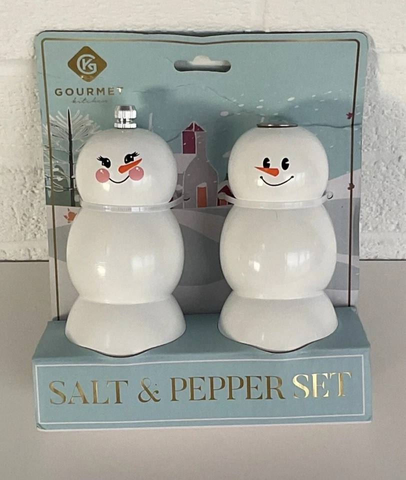 Новый снеговик соли и перца мельница шейкер комплект рождественский праздник зима - Изображение 1 из 4