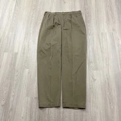 Vintage Polo Ralph Lauren Chino Pants Men's 36x32 Brown Pleated Preppy 90s  - Image 1 of 4
