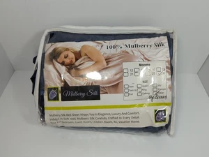 Mulberry Silk Olympic Queen 66" X 80" Sheet Set Blue Momme 30, New Open Package - Picture 1 of 7