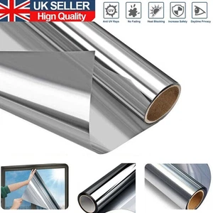 One Way Mirror Reflective Window Film Home Privacy Solar Tint Foil Glass Sticker - Picture 1 of 13