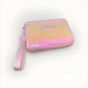 Juicy Couture Light Pink Blank Canvas Sequin Triangular Frame Pouch Wristlet NWT - Picture 1 of 3