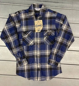 Vintage Five Brothers Flanellhemd mit Knopfleiste Herren Größe Small 14-14,5 blau kariert neu mit Etikett - Bild 1 von 8