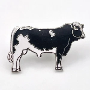 Holstein Black and White Cow Bull Enamel Lapel Hat Pin Cattle Dairy Farm - Picture 1 of 6