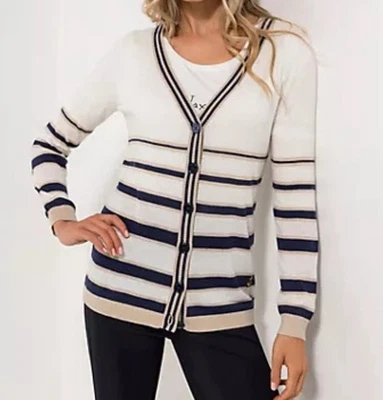 STRANDFEIN Cardigan V-Ausschnitt Knopfleiste figurumspielend.    Gr.42.   AL - Bild 1 von 4