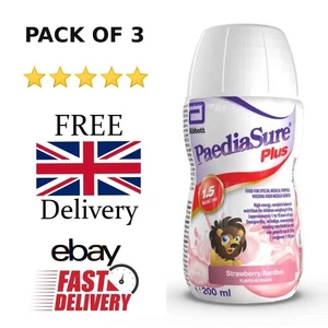 3X High-Energy Oral Nutritional Supplement - PaediaSure Plus Strawberry 200ml - Picture 1 of 7