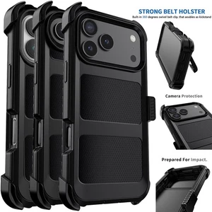 For iPhone 17/17 Air/17 Pro/Pro Max Dual Layer Hybrid Rugged Cover / Belt Clip - Picture 1 of 32