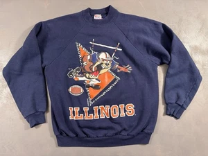 Felpa grande vintage Taz University of Illinois Fighting Illini Football XL - Foto 1 di 8