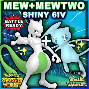 MEW + MEWTWO ✨ SHINY 6IV ✨ Pokemon SCARLET and VIOLET lv100 BUNDLE +EVs ANY TERA - Picture 1 of 24
