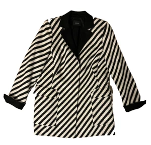 Vintage AKRIS Black White Stripped WOOL BLAZER JACKET Women’s US 12 - Picture 1 of 14