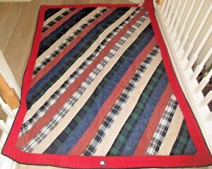 Tommy Hilfiger Madras Plaid FULL SIZE QUEEN 60x82 Bed Comforter Patchwork Quilt