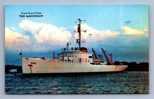 Postcard Vtg Michigan Coast Guard Cutter The Mackinaw Cheboygan Ship - Picture 1 of 2