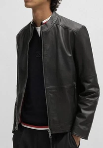Hugo Boss Lokis Leder Klassische Biker Jacke Herren Größe XXL Neu mit Etikett - Bild 1 von 10