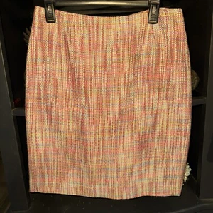 Perry Elis Skirt Womens 10 Pinks/coral Blue White Straight Pencil Fully Lined - Picture 1 of 6
