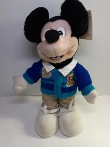 Disney Store Mickey Mouse Preppy Theme Plush~ 16" Back To School~ With Tag - Picture 1 of 8