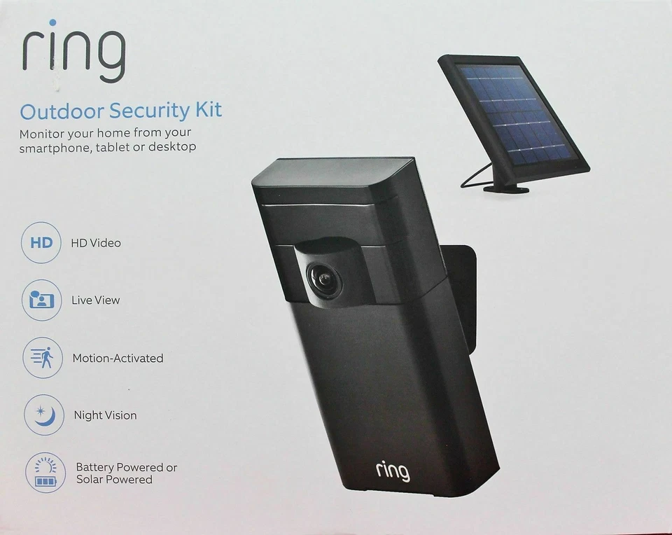 BNIB Ring Outdoor Security Kit HD Stick up Cam Camera w/Solar Panel 88WP000FC000 - Image 1 of 1