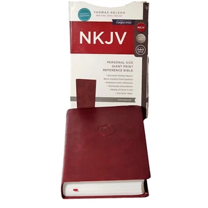 Thomas Nelson Red Leathersoft Reference Holy Bible NKJV Compact Giant Print - Picture 1 of 20