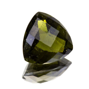 4.03ct MOLDAVITE tektite faceted loose gem TRILLION 11.5MM #CM632