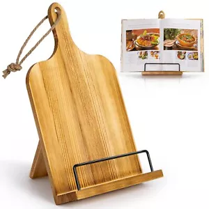 Cook Book Stand for Kitchen Counter, Wooden Cookbook Holder, Recipe Book Hold... - Picture 1 of 6