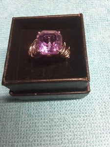 Anillo Esterlina Rodolita Orissa Amatista Africana Corte Asscher Talla 7 7.75TCW)(461) - Imagen 1 de 12