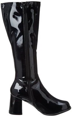 ELLIE GOGO DANCER CLUB FANTASIA ANOS 70 PRETO COM ZÍPER FANTASIA BOTAS PUNK SAPATOS DE SALTO 3" - Imagem 1 de 4