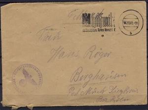Cover Fieldpost WWII German Empire. 1941. Konigsberg to Berghausen (e) - Picture 1 of 3