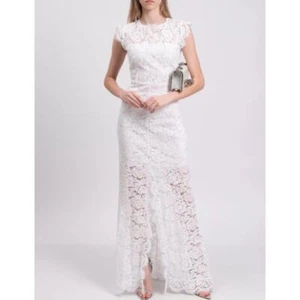 Maxi Vestido Rachel Zoe Estelle Corte Espalda Encaje Trompeta Blanco Para Mujer Talla 4 - Imagen 1 de 16