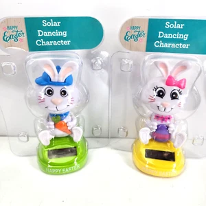 Set Of 2 Solar Dancing Easter Bunny Gift Idea - Picture 1 of 5