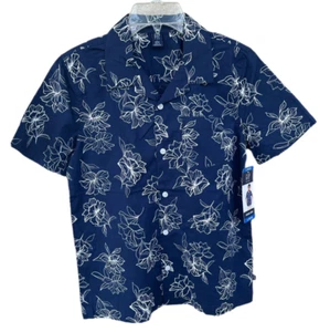 Gap Kids Cabana Button Down Shirt Navy Floral Size L - Picture 1 of 4